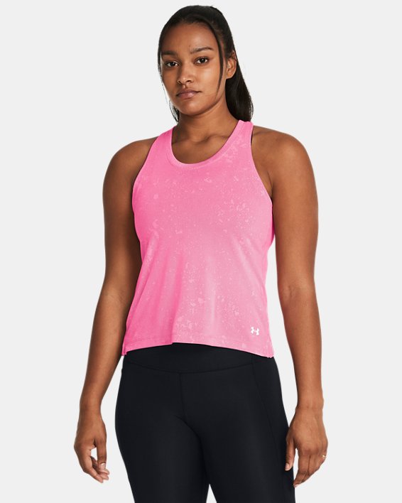 UA Launch Splatter Laufunterhemd für Damen, Pink, pdpMainDesktop image number 0